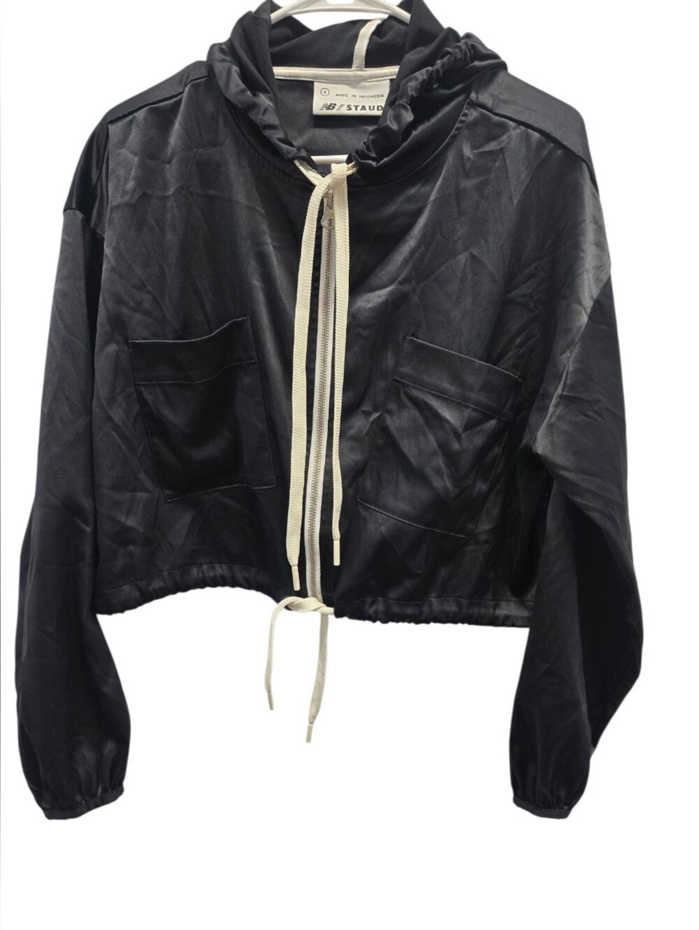 New Balance X Staud satin boxy Black jacket sz small